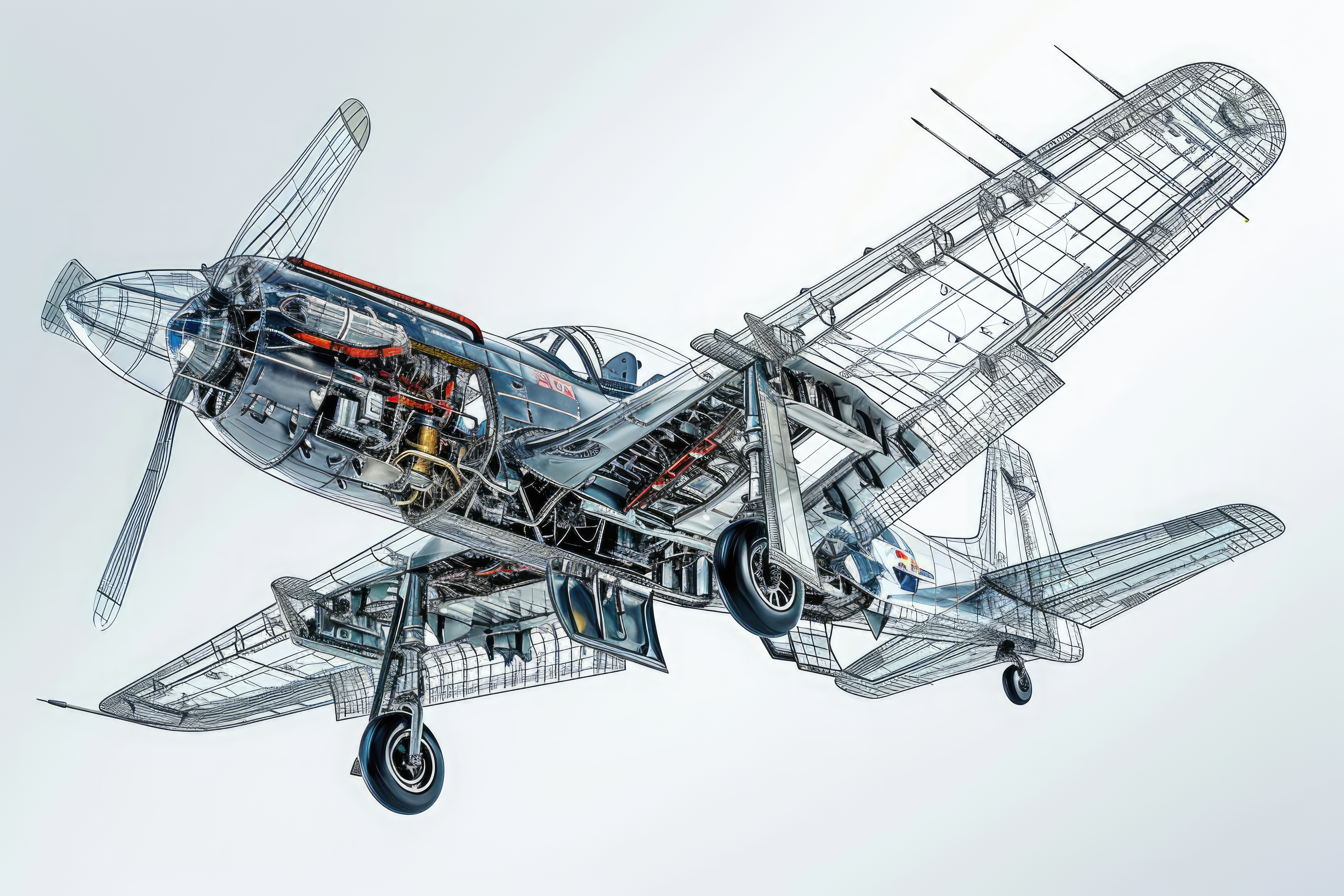 A highly detailed and accurate drawing of a modern commercial ai